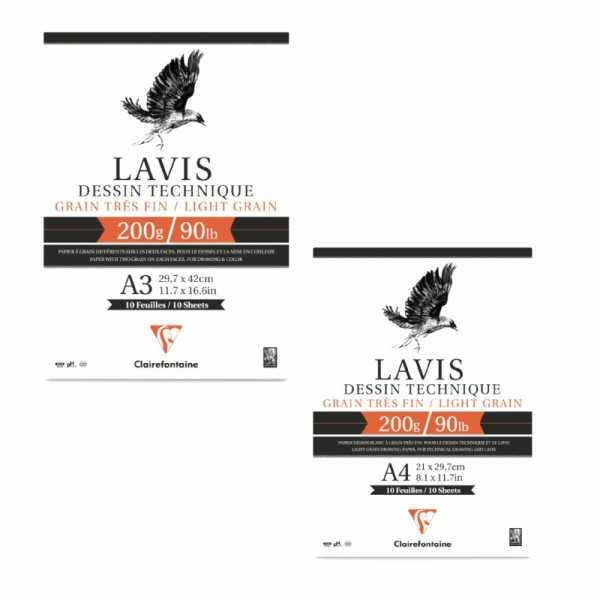 Bloc Lavis Clairefontaine para Dibujo 200 gm . A4 . 10 Hojas