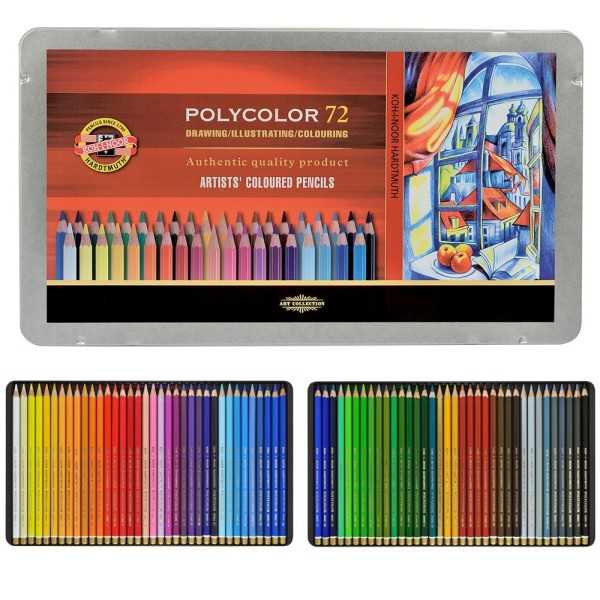 Caja Metálica 72 Lápices de Colores Polycolor . Koh I Noor