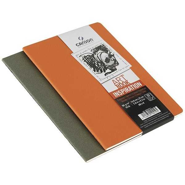 Pack Cuadernos (x2) 14,8x21 30H Canson Inspiration Fino 96g Verde/Naranja