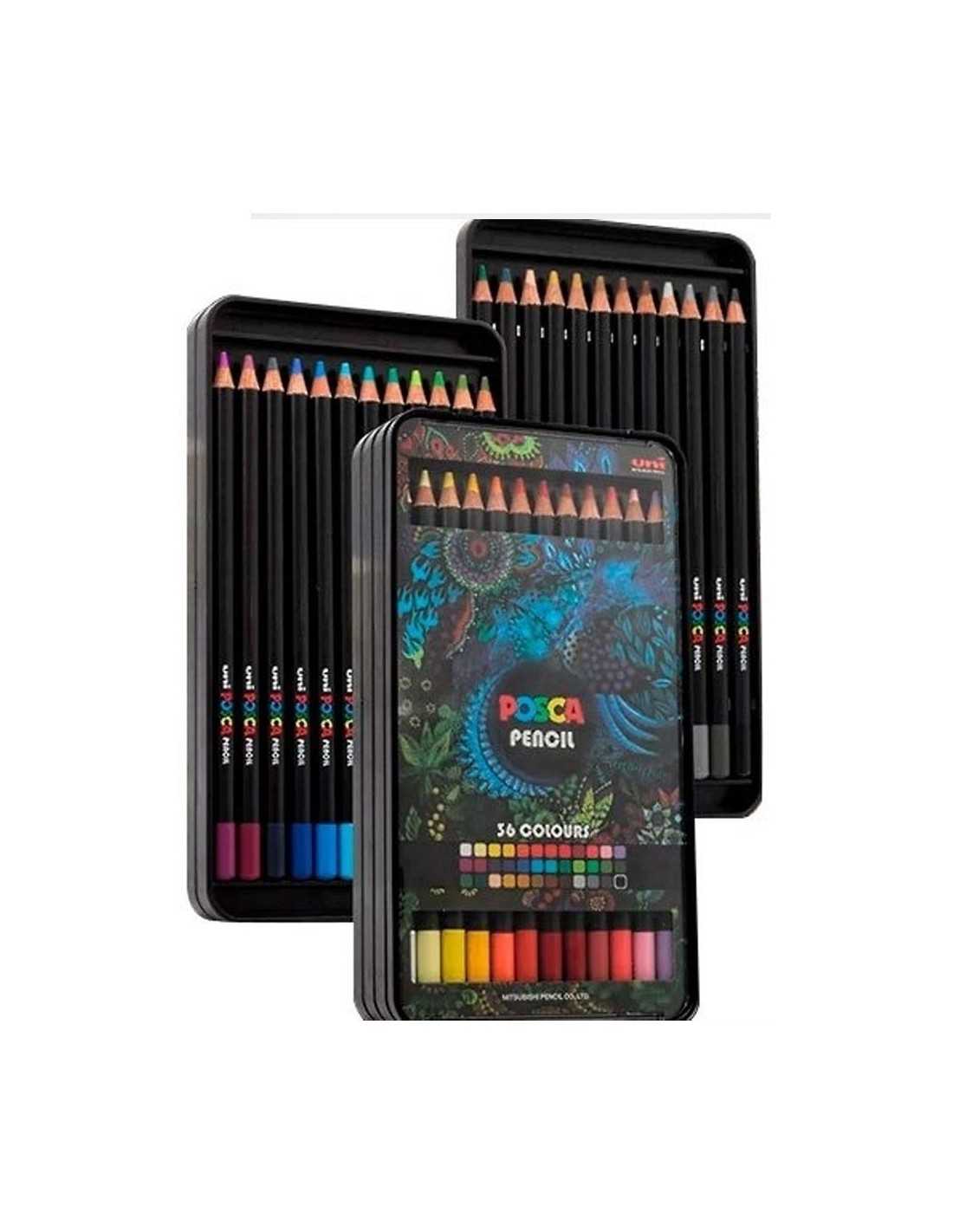 Lápices Multisuperficie Óleo Pastel uni-POSCA Pencil, Estuche de 36 Colores  - Librería IRBE Bolivia