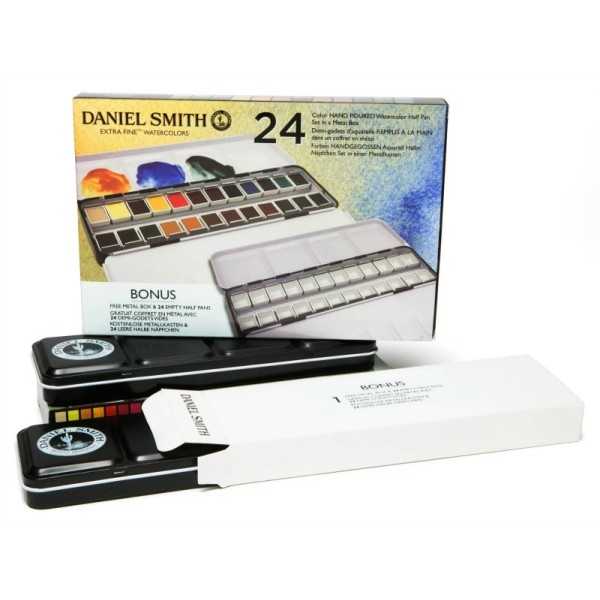 Caja Metalica con 12 1/2 Pastillas Daniel Smith Colores de Inspiration + 12 huecos