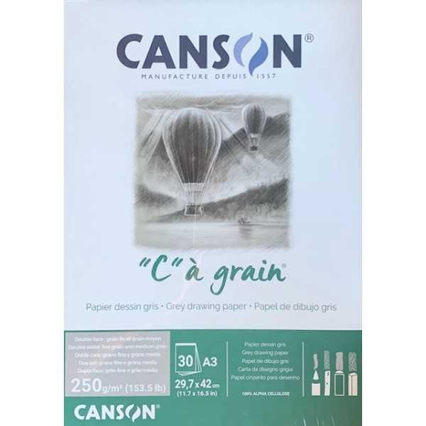 Bloc Canson C À GRAIN. Dibujo Gris. A3. 250 g. 30 hojas