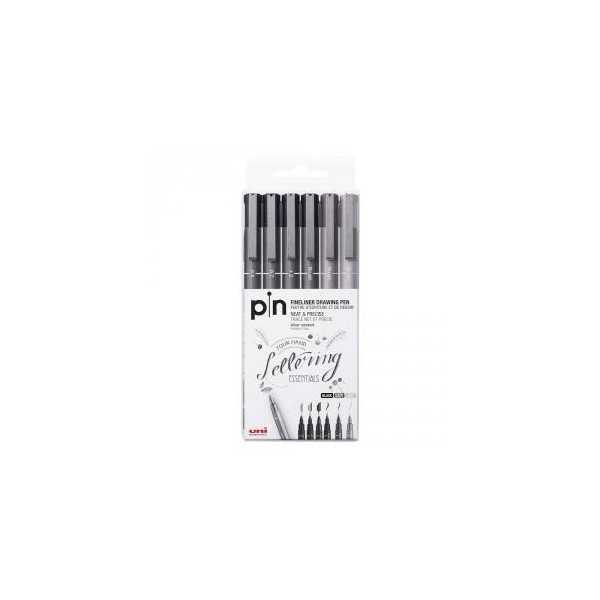 Set Rotuladores UNIPIN. Lettering. 6 unidades calibrados y brush