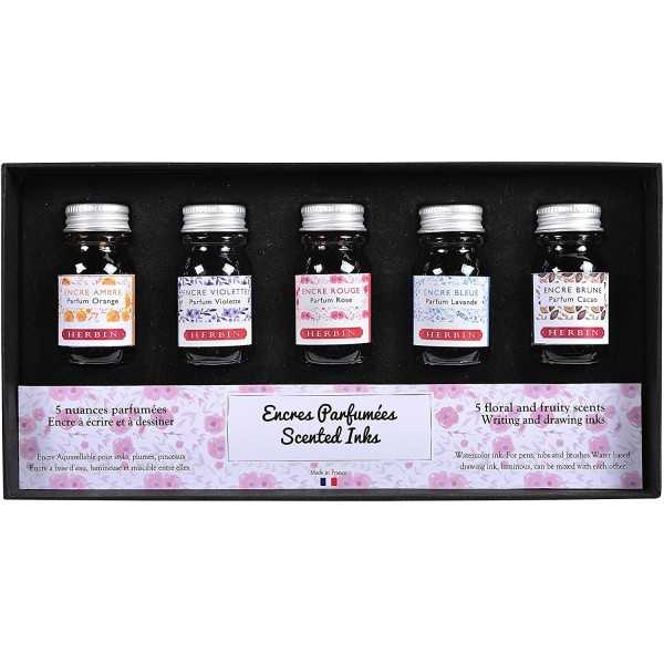 Set of 5 J. Herbin scented ink bottles