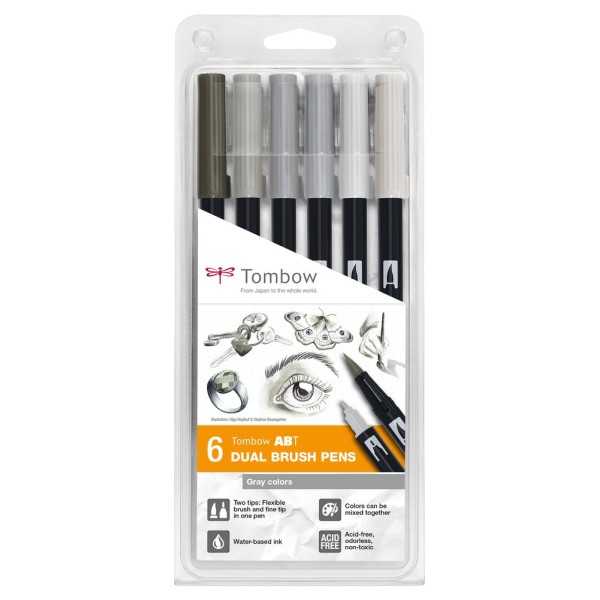 Rotuladores Tombow 6 Colores Grises