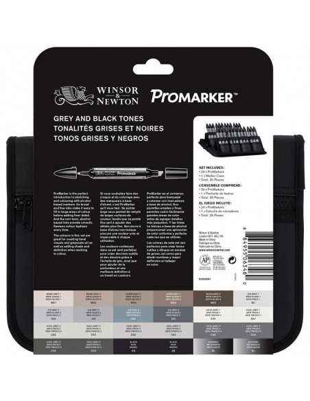 Rotuladores PROMARKER Winsor Newton 24 unid. GRISES Y NEGROS