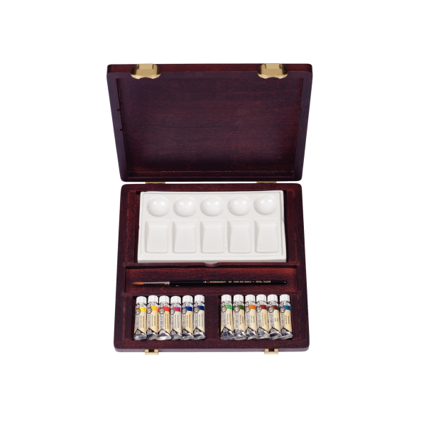 REMBRANDT Watercolour Traditional. Wooden box 12 tubes
