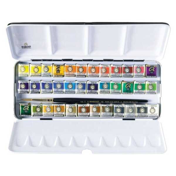 Estuche Metal Acuarela REMBRANDT. 36 medias godet
