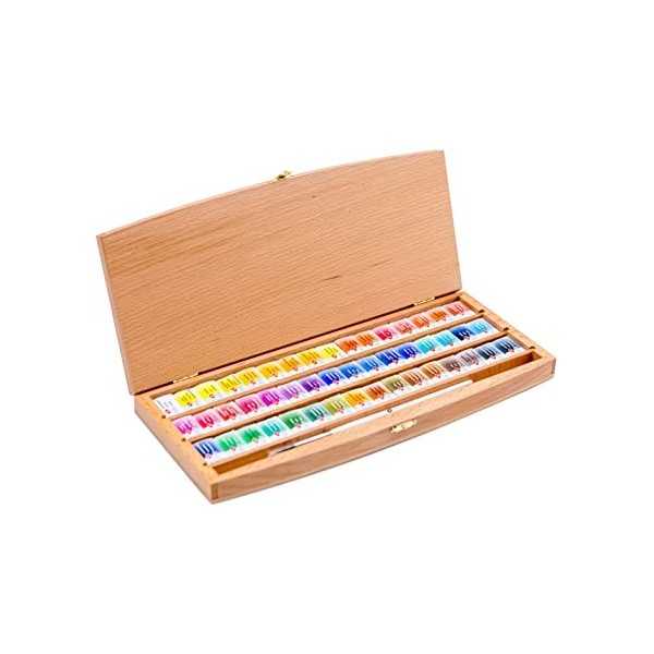 White Nights Watercolour Wooden box 48 colours and brush