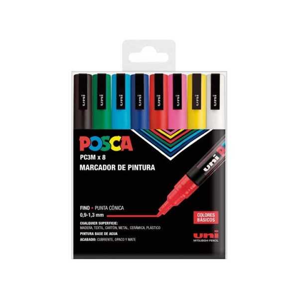 POSCA MARKERS PC3M 8 Basic Colours