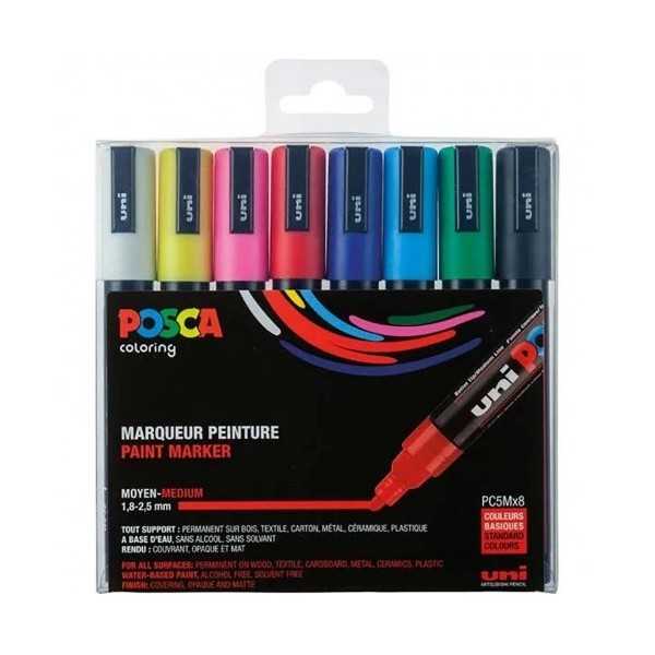 POSCA MARKERS PC5M 8 Basic Colours