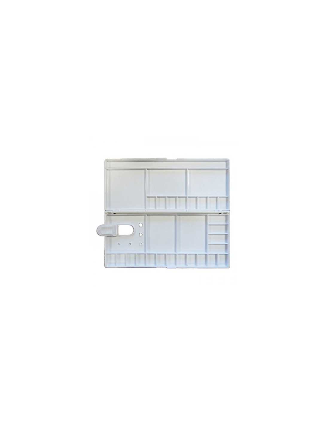 Caja/Paleta de metal esmaltada blanca con 16 pocillos