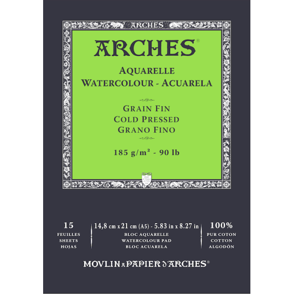 ARCHES - Bloc papier aquarelle - 185g - 20 feuilles