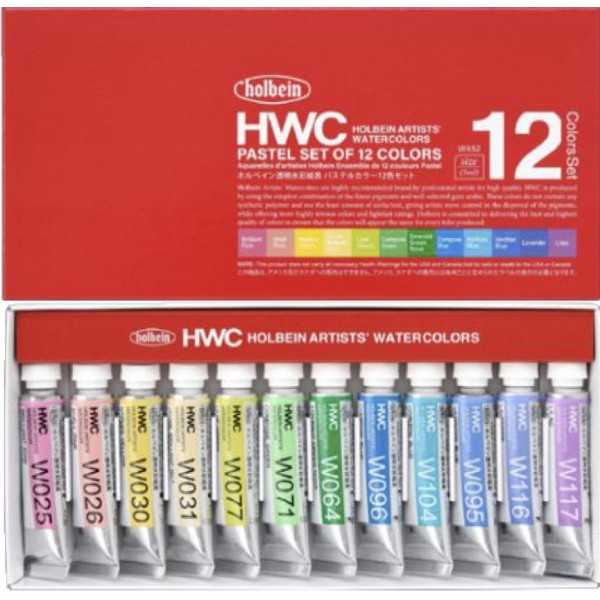 Holbein Watercolour 12 Pastel Colours 5ml.
