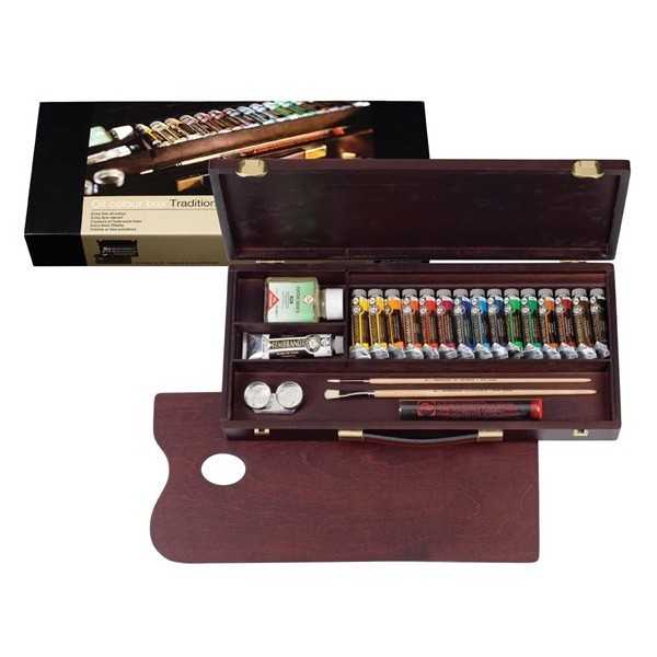 OLEO REMBRANDT Professional . Caja de madera 15 colores 15ml. y accesorios