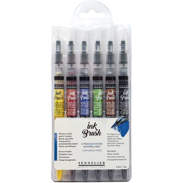 Sennelier Ink Brush Set de 6 Colores "Actuales"