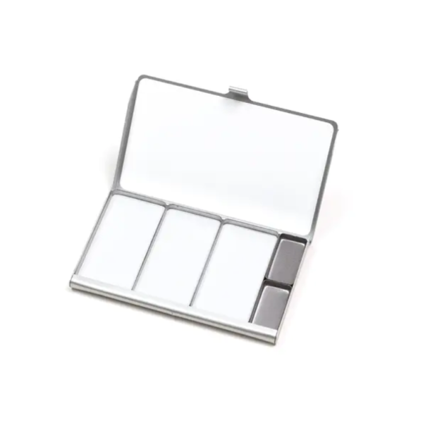 Art Toolkit Pocket Palette Box (92mm. x 64mm.) Stainless Magnetic 3 Godets for Mixing and 2 Standard
