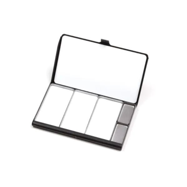 Art Toolkit Pocket Palette Box BLACK (92mm. x 64mm.) Stainless Magnetic 3 Godets for Mixing and 2 Standard
