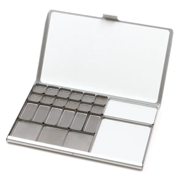Art Toolkit Pocket Palette Box Folio (135x86x7mm.) Stainless Steel Magnetic with 23 Assorted Godets