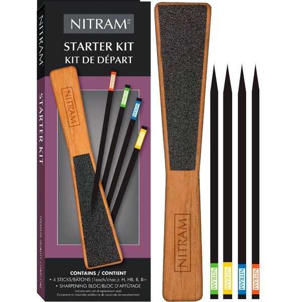 NITRAM STARTER 4 charcoals + Sharpener