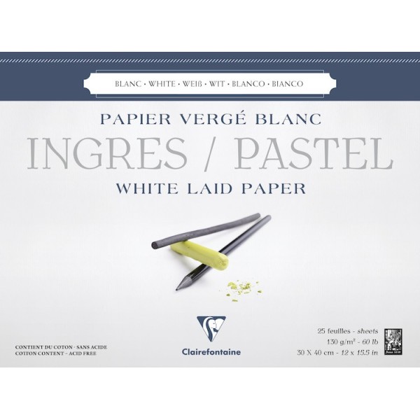 Bloc Ingres-Pastel Encolado 130g Blanco 25H - ClaireFontaine