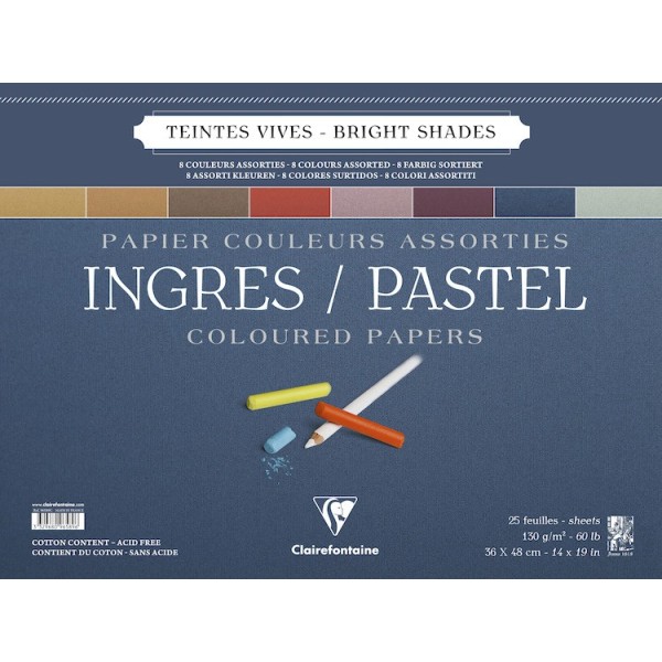 Bloc Ingres-Pastel Espiral Colores Vivos Surtidos 130gr. 25H - ClaireFontaine
