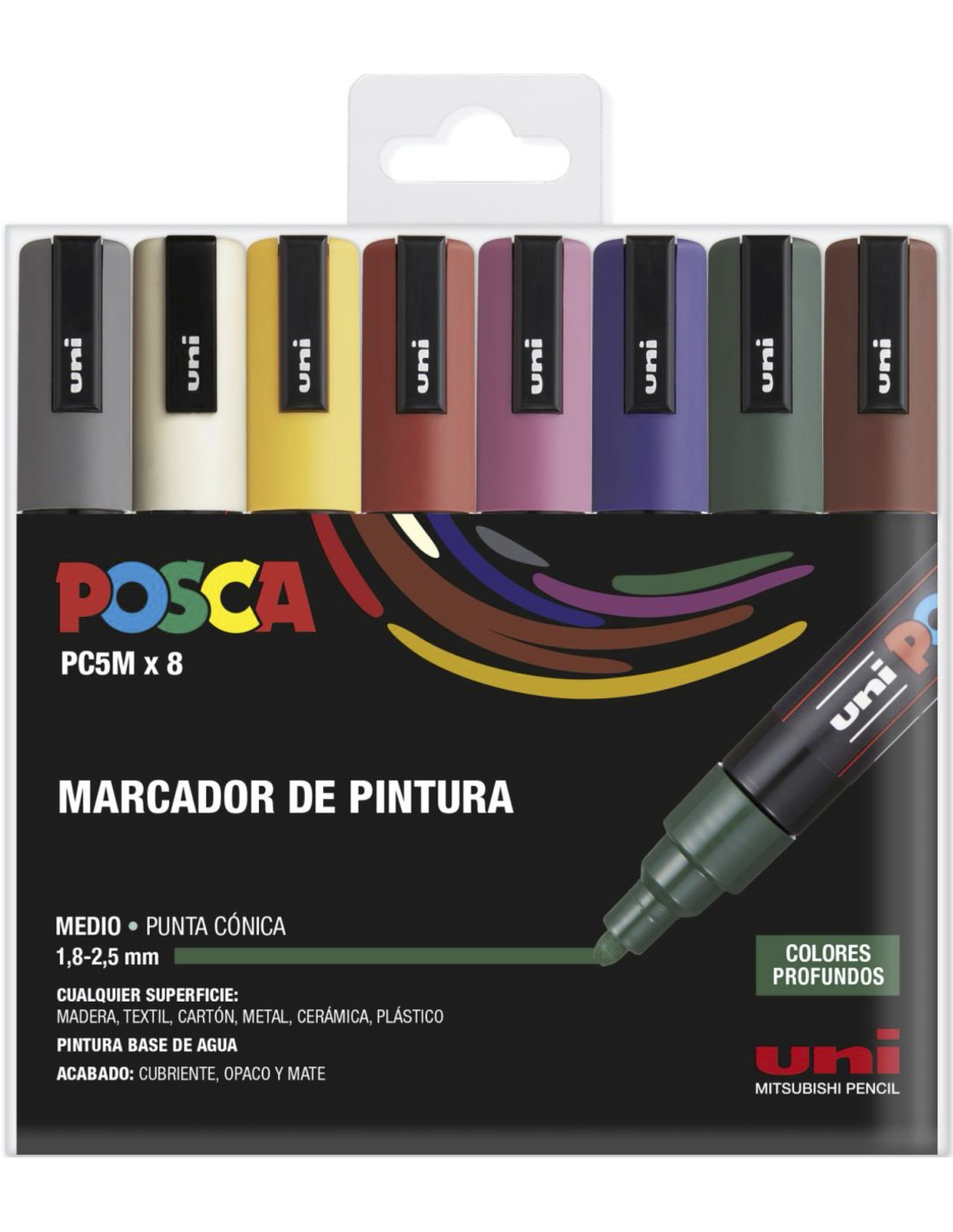 Rotuladores POSCA PC5M 8 Colores Profundos