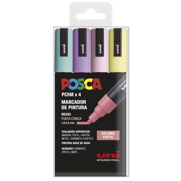 POSCA PC5M 4 colours PASTEL marker pens.