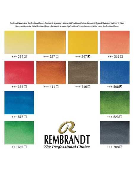 Acuarela REMBRANDT Traditional. Caja madera 12 Tubos