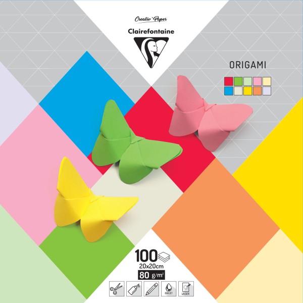 Papel de Origami 20x20cm. 80gr 100Hojas - Colores Surtidos