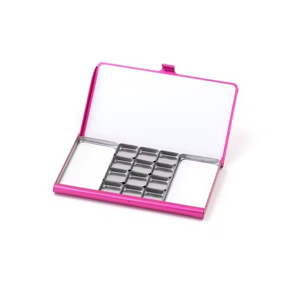 Art Toolkit Pocket Palette Box (92mm. x 64mm.) Pink Stainless Steel Edition "Drawn to High Places Palette".