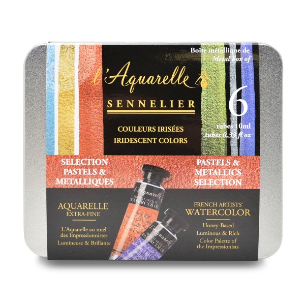 Watercolour Set Sennelier Extra Fine 6 Tubs of 10ml. Iridescent and pastel colours