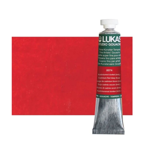 LUKAS Diseñador's Artist GOUACHE - Rojo cadmio profundo, tubo de 75ML