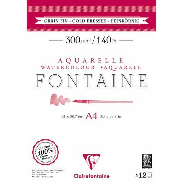 FONTAINE Watercolour Cotton Pad. Glued 1 Side 12 Hj.