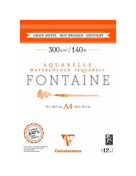 FONTAINE Watercolour Cotton Pad. Glued 1 Side 12 Hj.