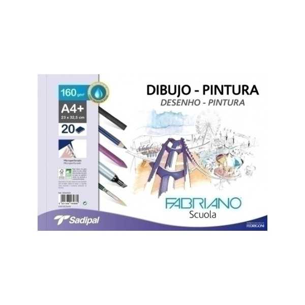 Fabriano Drawing and Painting Spiral Paper Pad 160gr 20 A4+ Sheets