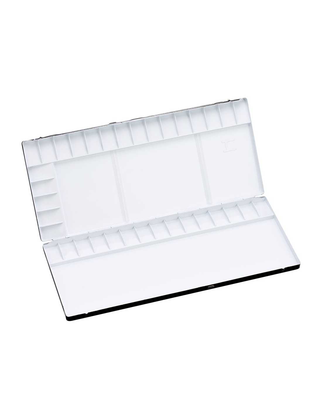 Caja/Paleta de metal esmaltada blanca con 16 pocillos