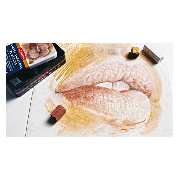 Derwent Tinted Charcoal XL Blocks 6 Tin