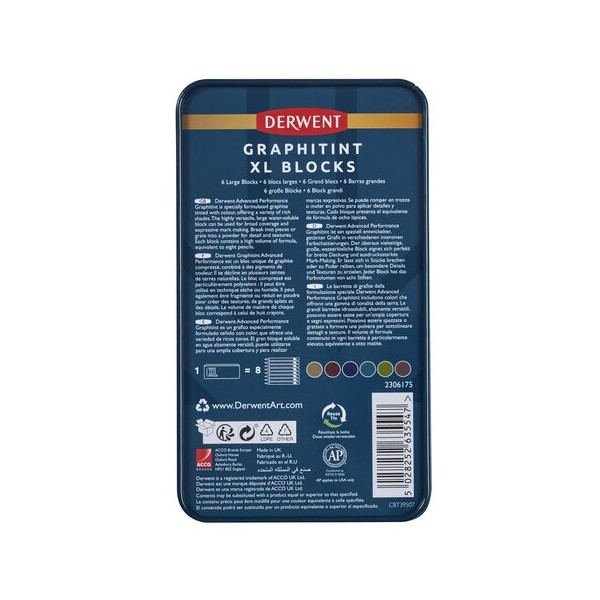 Derwent Graphitint XL Blocks 6 Tin