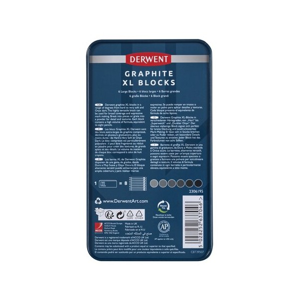 Derwent Graphite XL Blocks 6 Tin