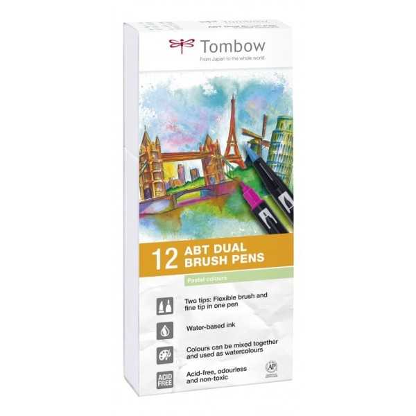 🎨 🖌 SET CON 12 ROTULADORES TOMBOW ABT COLORES PASTEL 