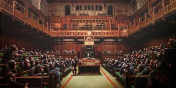 Banksy y su Parlamento de chimpances .